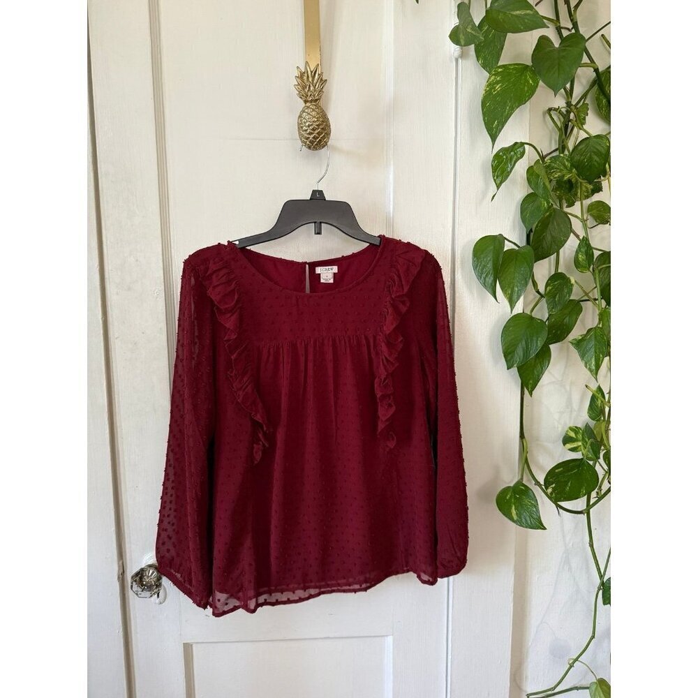 J Crew women’s size 6 maroon ruffle blouse